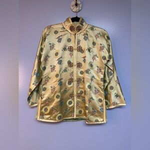 Vintage Luxurious Gold silk brocade Chinese evening jacket hand tailored